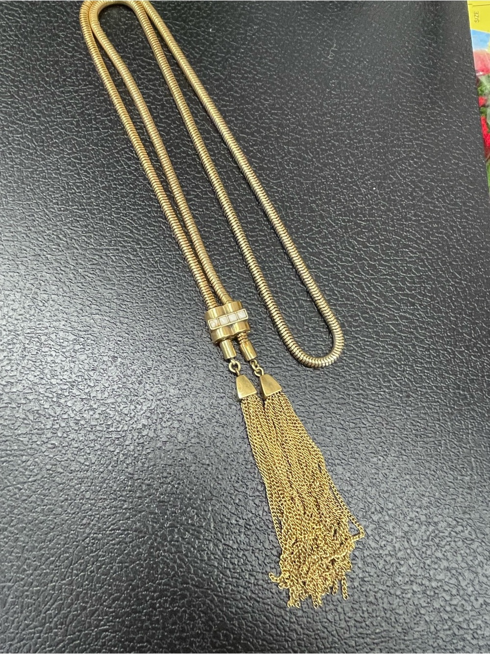 Stella & Dot Gold Tassel Snake Chain Necklace